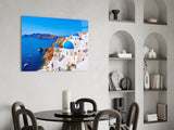 Santorini Glass Wall Art.