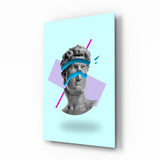 David vaporwave con la benda sugli occhi quadro in vetro - 72x46 cm