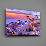Santorini Glass Wall Art.