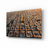 Cuadrícula urbana de Barcelona desde el aire en hora dorada cuadro de cristal - 72x46 cm