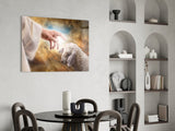 God'S Hand And The Sheep Glass Wall Art.