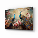 Peacock Glass Wall Art - 72x46 cm