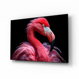 Ritratto di fenicottero rosa vivo quadro in vetro - 72x46 cm