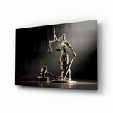 Golden Gavel and Justice Scales Glass Wall Art - 72x46 cm
