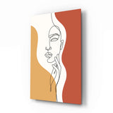 Volto sereno in line art ruggine quadro in vetro - 72x46 cm
