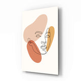 Abstraktes Gesicht mit organischen Formen Glasbild - 72x46 cm