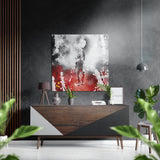 Astronaute dans la fumée rouge tableau en aluminium brossé - 40x40 cm
