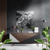 Éléphant monochrome fumé tableau en aluminium brossé - 40x40 cm