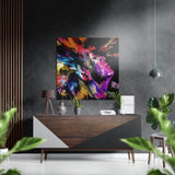 Neon Paint Splash Singing Profile Brushed Aluminium Dibond Wall Art - 40x40 cm