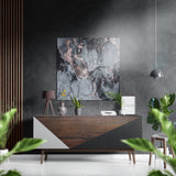 Marbre gris et or rose tableau en aluminium brossé - 40x40 cm