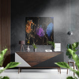 Schwarze Tinte in Juwelentönen Gebürstetes Aluminiumbild - 40x40 cm