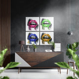 Lippen Wandbild aus gebürstetem Aluminium-Dibond - 40x40 cm