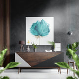 Fiore ad acquerello color ottanio quadro in alluminio - 40x40 cm