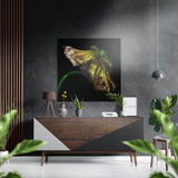 Fleur verte flétrissante tableau en aluminium - 40x40 cm