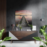 Pier Brushed Aluminium Dibond Wall Art - 40x40 cm