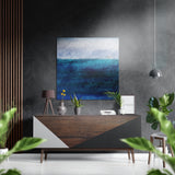 Cascades bleues – Tableau mural en aluminium brossé Dibond - 40x40 cm