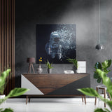 Astronaute se dissolvant en pixels tableau en aluminium brossé - 40x40 cm