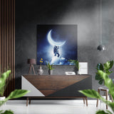 Den Mond halten Wandbild auf gebürstetem Aluminium-Dibond - 40x40 cm
