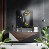 Labbra dorate bellezza oscura quadro in alluminio spazzolato Dibond - 40x40 cm