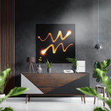Fiery Light Trail Aquarius Waves Brushed Aluminium Dibond Wall Art - 40x40 cm