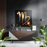 Goldene Lichtspur Jungfrau-Zeichen Gebürstetes Aluminium-Dibond Wandbild - 40x40 cm