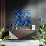 Blaue Tropfen Wandbild auf gebürstetem Aluminium-Dibond - 40x40 cm
