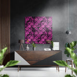 Pink Drops Brushed Aluminium Dibond Wall Art - 40x40 cm