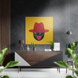 Red Hat Brushed Aluminium Dibond Wall Art - 40x40 cm