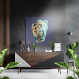 Volto di statua turchese bicolore quadro in alluminio spazzolato Dibond - 40x40 cm
