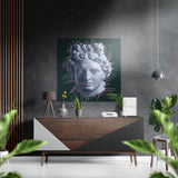 Tête de statue aux rayons roses tableau mural en aluminium brossé Dibond - 40x40 cm