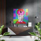 Neon Pop Three Statues Brushed Aluminium Dibond Wall Art - 40x40 cm