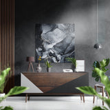 Schwarz-silberner Tintenmarmor Gebürstetes Aluminium-Dibond Wandbild - 40x40 cm