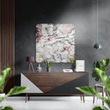 Mármol blanco con vetas rosas cuadro de aluminio cepillado Dibond - 40x40 cm