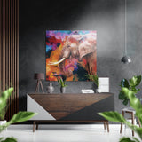 Colorful Splash Elephant Brushed Aluminium Dibond Wall Art - 40x40 cm