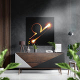 Simbolo luminoso della Bilancia ad anello fiammeggiante quadro in alluminio spazzolato Dibond - 40x40 cm