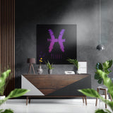 Segno dei Pesci a gessetto magenta quadro in alluminio spazzolato Dibond - 40x40 cm