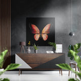 Korallenoranger Schmetterling Gebürstetes Aluminium-Dibond Wandbild - 40x40 cm