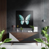 Papillon turquoise et menthe tableau mural en aluminium brossé Dibond - 40x40 cm