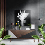 Immeubles – Œuvre murale en aluminium brossé Dibond - 40x40 cm