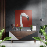 Albino Flamingo Brushed Aluminium Dibond Wall Art