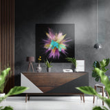 Esplosione di polvere turchese e rosa quadro in alluminio spazzolato Dibond - 40x40 cm