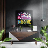 Typographie « Start Doing » au nuage arc-en-ciel tableau mural en aluminium brossé Dibond - 40x40 cm