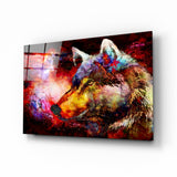 Farbiger Wolf Glasbild