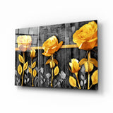 Yellow Rose Glass Wall Art