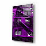 Escaliers violets Impression sur verre