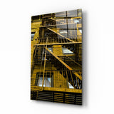Escaliers jaunes Impression sur verre