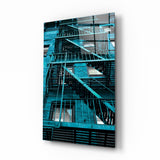 Escaliers bleus Impression sur verre