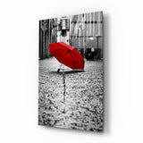 Arte de pared de vidrio de Paraguas roja