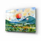 Fliegende Luftballons Glasbild