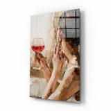 Arte de pared de vidrio de Vino y mujeres